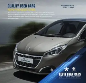 Kevin Egan Cars advert for quality used cars featuring a silver hatchback