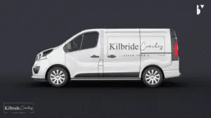 White Kilbride Coaches van with branded livery